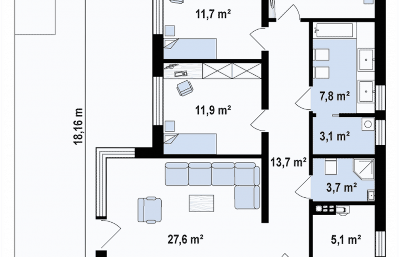 Projekt domu parterowego Zx67 - 