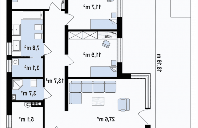 Projekt domu parterowego Zx67 - 