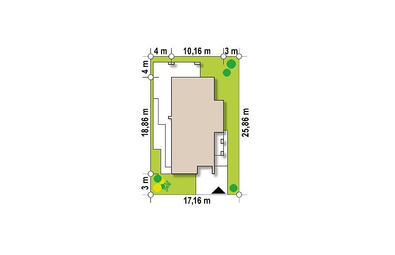 Projekt domu parterowego Zx68 - Usytuowanie