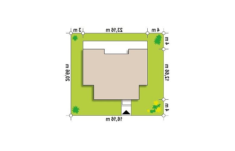 Projekt domu parterowego Zx111 - Usytuowanie - wersja lustrzana