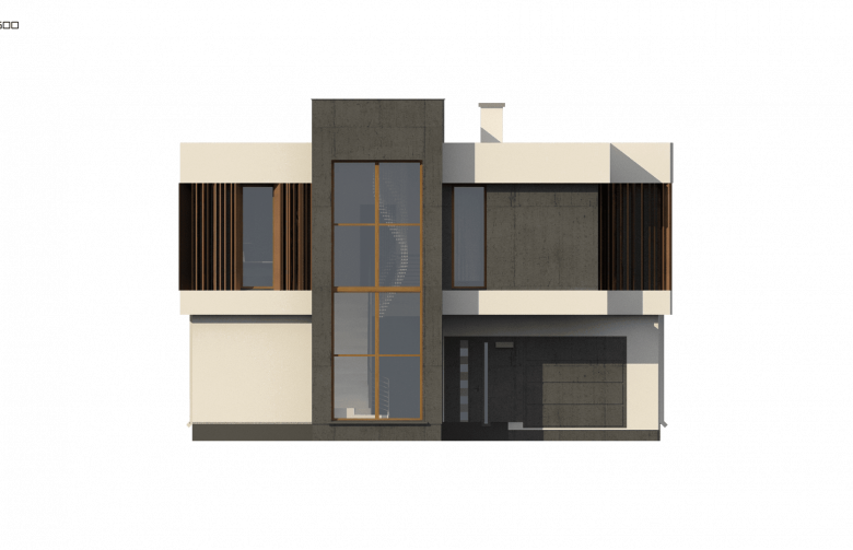 Projekt domu piętrowego Zx124 - elewacja 4