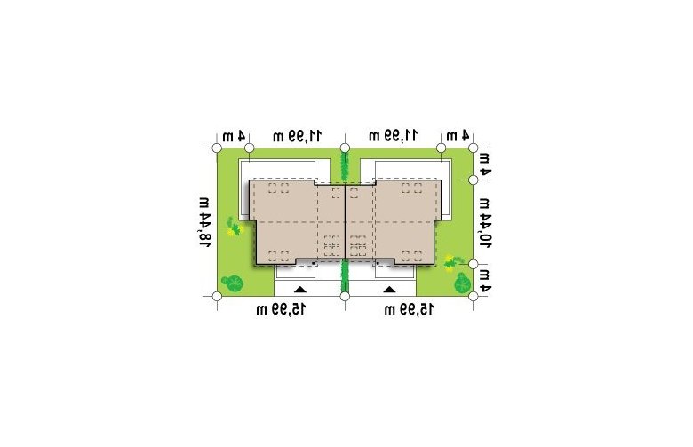 Projekt domu bliźniaczego Zb3 duo - Usytuowanie - wersja lustrzana