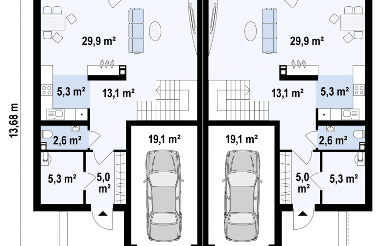 Projekt domu szeregowego Zb5 duo - 