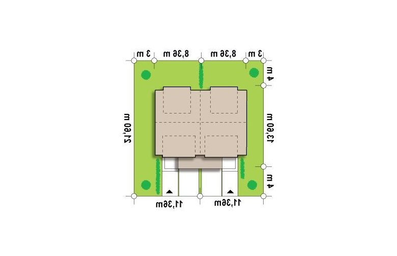 Projekt domu szeregowego Zb5 duo - Usytuowanie - wersja lustrzana