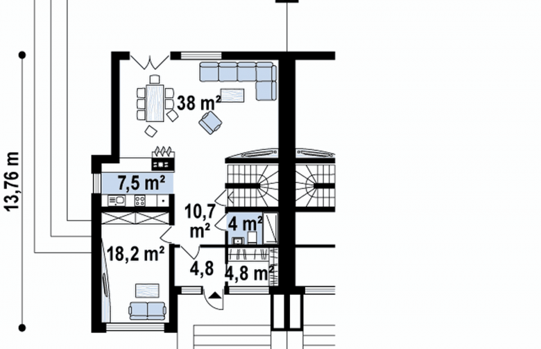 Projekt domu bliźniaczego Zb18 - rzut parteru