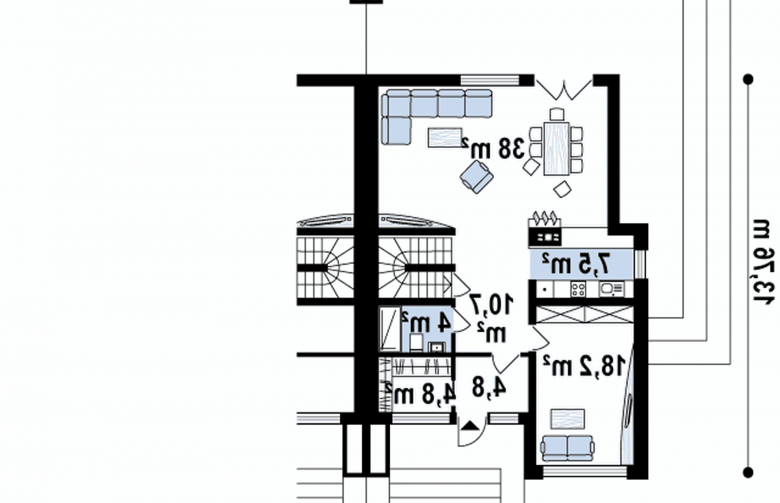 Projekt domu bliźniaczego Zb18 - rzut parteru