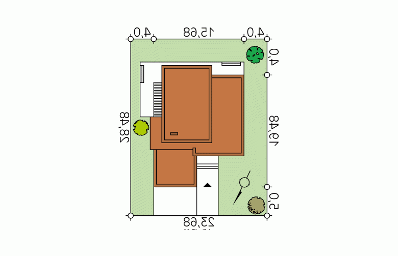 Projekt domu szkieletowego Asteria - Usytuowanie - wersja lustrzana