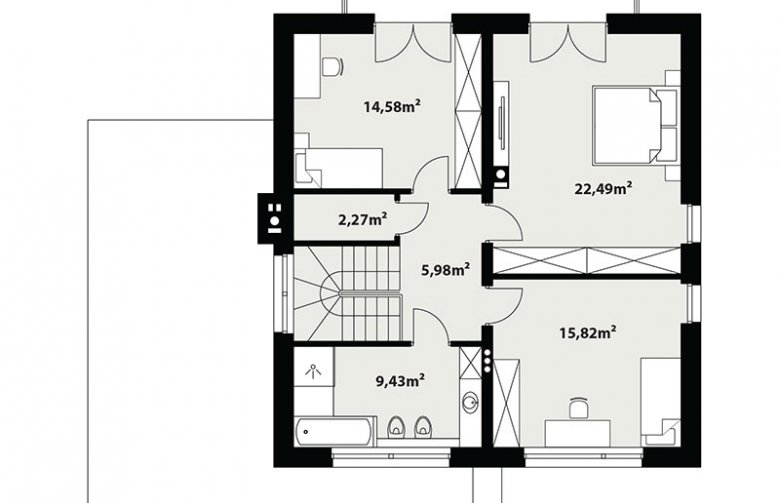 Projekt domu z poddaszem Nowik - 