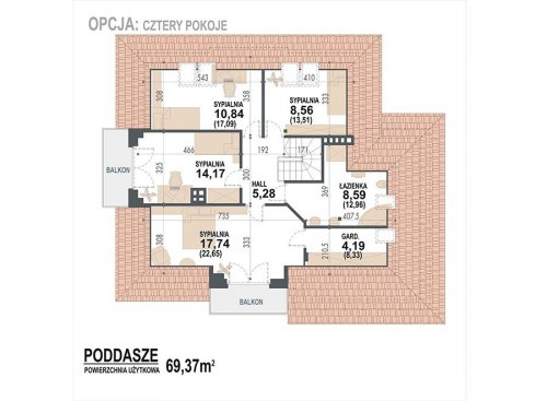 Rzut projektu Opałek III N 2G - wersja lustrzana