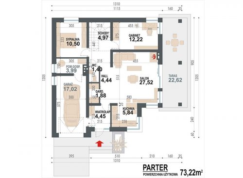 Rzut projektu Nel II - wersja lustrzana