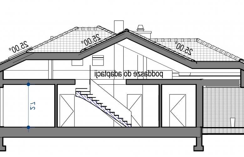 Projekt domu dwurodzinnego Domidea 1 - przekrój 1