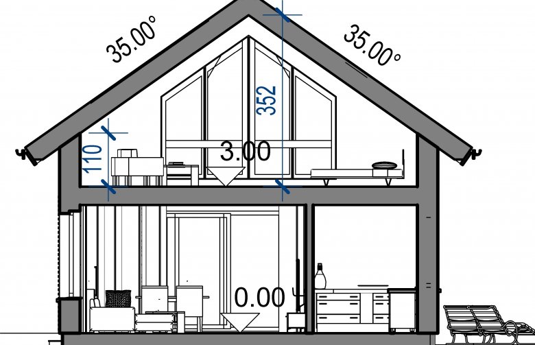 Projekt domu wielorodzinnego Domidea 50 - przekrój 1