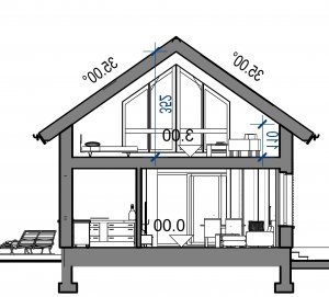 Przekrój projektu Domidea 50 w wersji lustrzanej