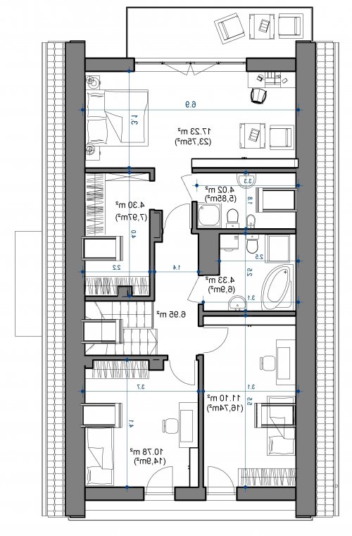 Rzut projektu Domidea 50 d40 - wersja lustrzana