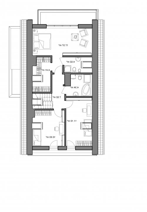 Rzut projektu Domidea 50 d40 w2 - wersja lustrzana