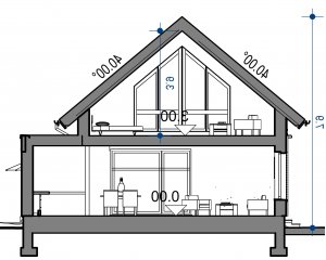 Przekrój projektu Domidea 50 d40 w2 w wersji lustrzanej