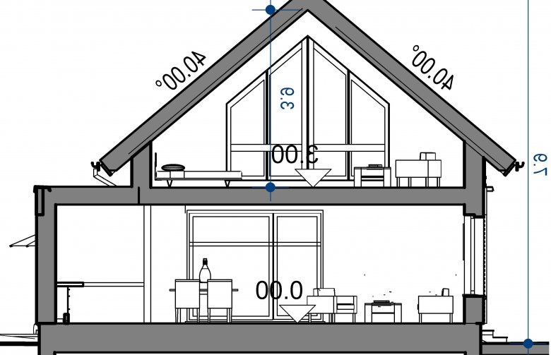 Projekt domu wielorodzinnego Domidea 50 d40 w2 - przekrój 1