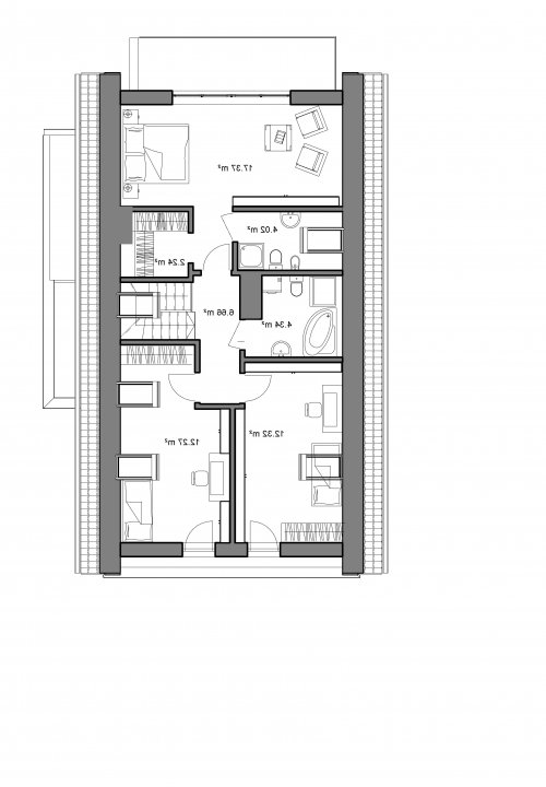 Rzut projektu Domidea 50 d40 w4 - wersja lustrzana