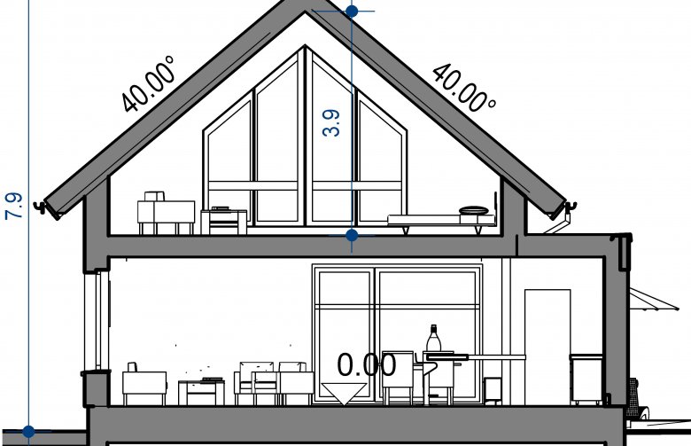 Projekt domu wielorodzinnego Domidea 50 d40 w4 - przekrój 1