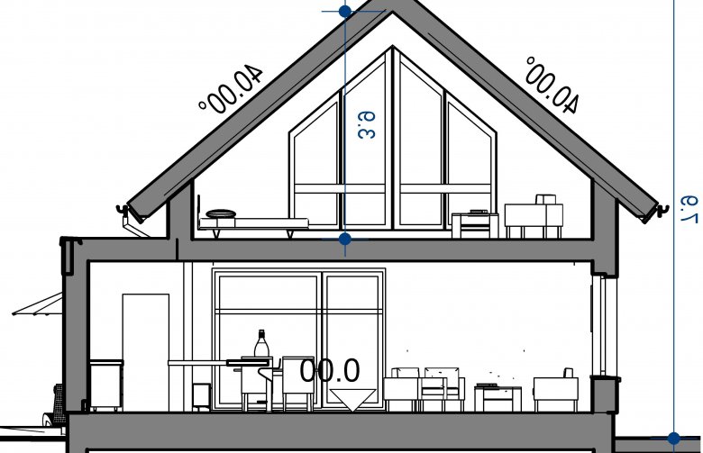 Projekt domu wielorodzinnego Domidea 50 d40 w4 - przekrój 1