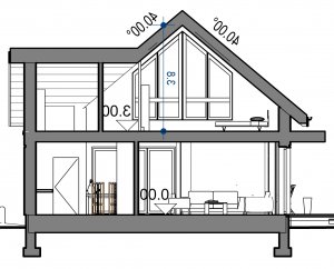 Przekrój projektu Domidea 51 w wersji lustrzanej