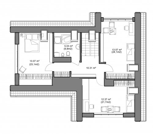 Rzut projektu Domidea 53 w2