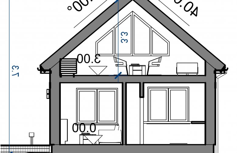 Projekt domu wielorodzinnego Domidea 53 w2 - przekrój 1