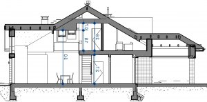 Przekrój projektu Domidea 55 w wersji lustrzanej