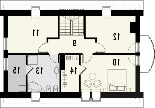 Rzut projektu CEKIN 2 - wersja lustrzana