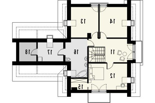 Rzut projektu ROZALIN 2 2G - wersja lustrzana