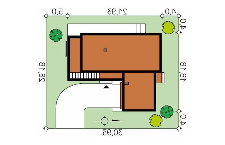 Projekt domu z poddaszem Jadeit - Usytuowanie - wersja lustrzana