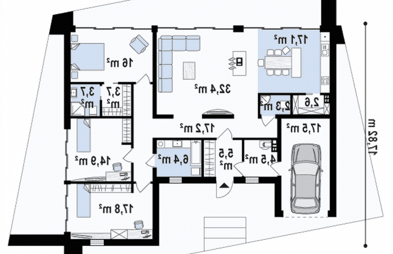 Projekt domu parterowego Zx71 - 