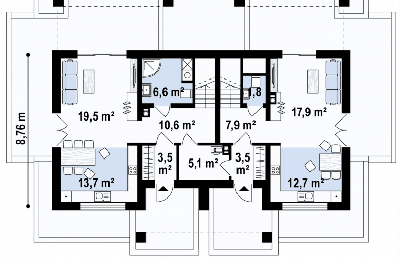 Projekt domu dwurodzinnego Z351 - 