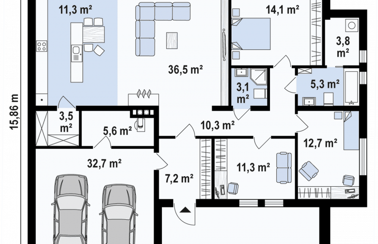 Projekt domu parterowego Zx72 minus - 