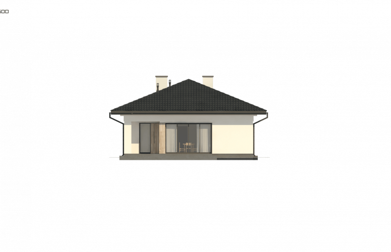 Projekt domu parterowego Z354 - elewacja 3