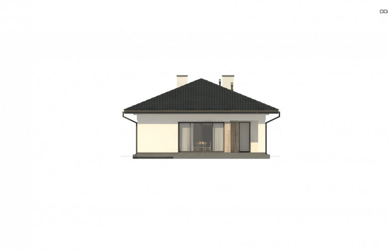 Projekt domu parterowego Z354 - elewacja 3