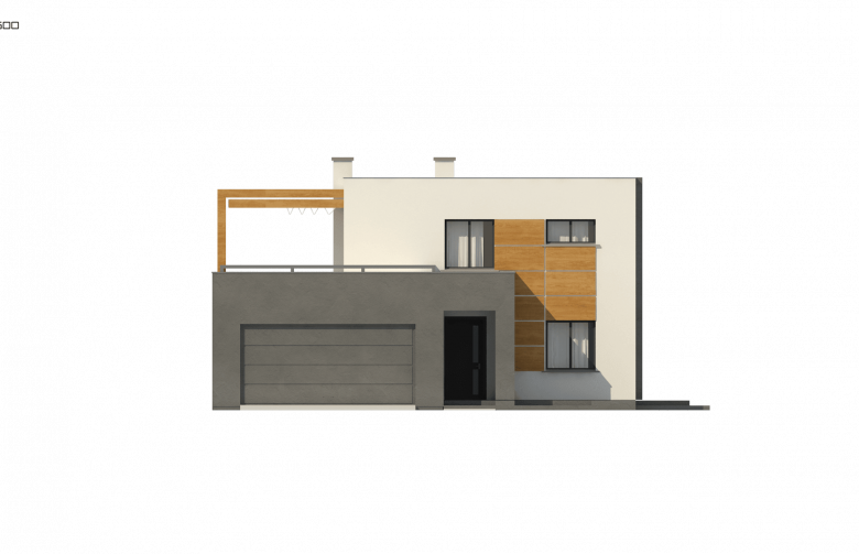 Projekt domu z poddaszem Zx73 - elewacja 4