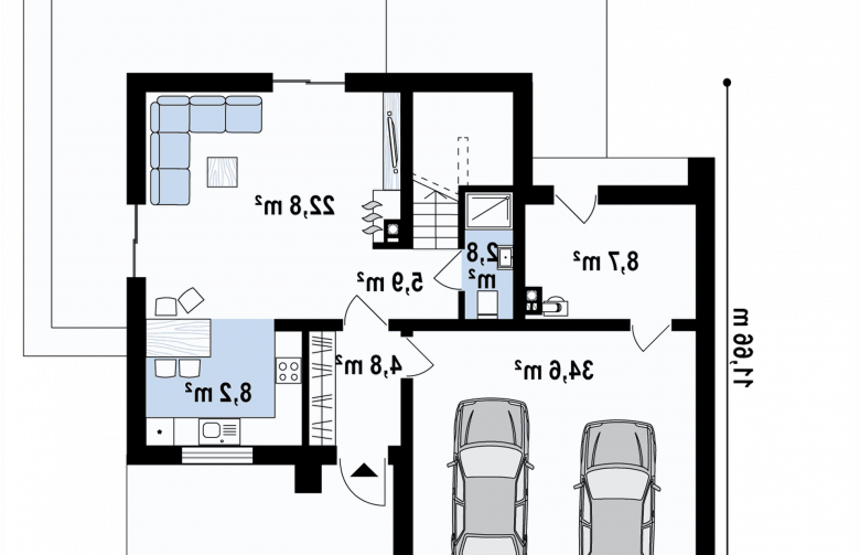 Projekt domu z poddaszem Zx73 - 