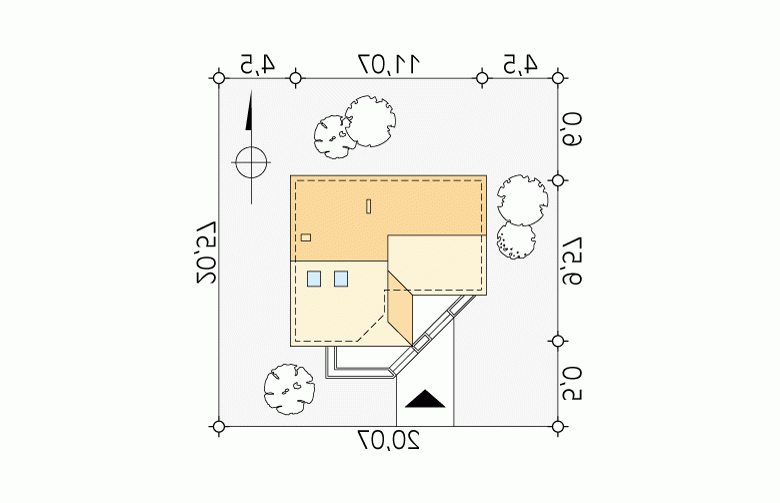 Projekt domu szeregowego Szyper 7 bal-S - Usytuowanie - wersja lustrzana