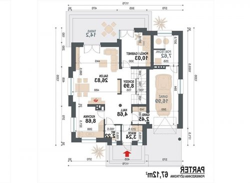 Rzut projektu Faun N - wersja lustrzana