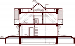 Przekrój projektu Karmelita Gold 2M w wersji lustrzanej