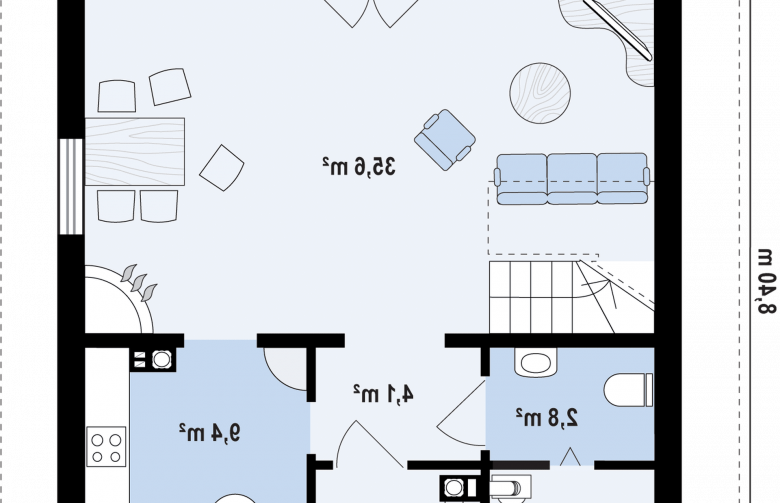 Projekt domu z bala Z1 D bl - rzut parteru