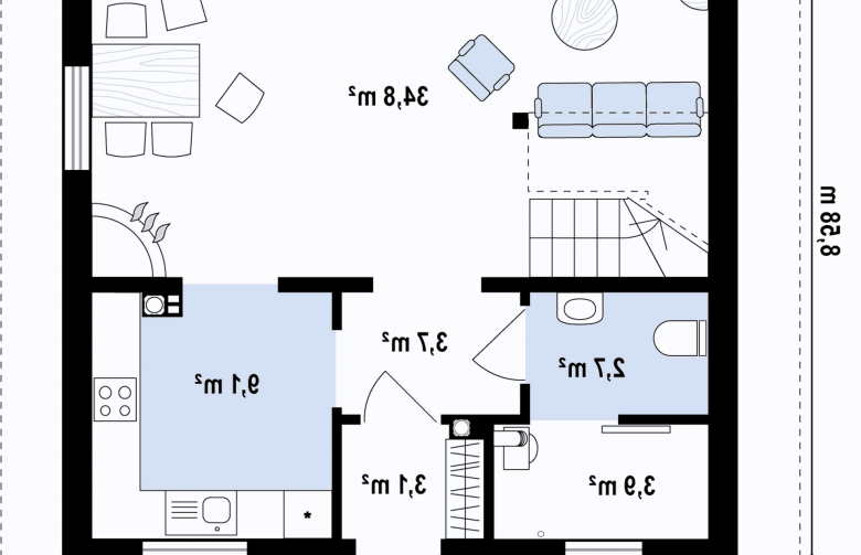 Projekt domu wolnostojącego Z1 bl - rzut parteru