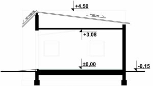 Przekrój projektu G49 - Budynek garażowy