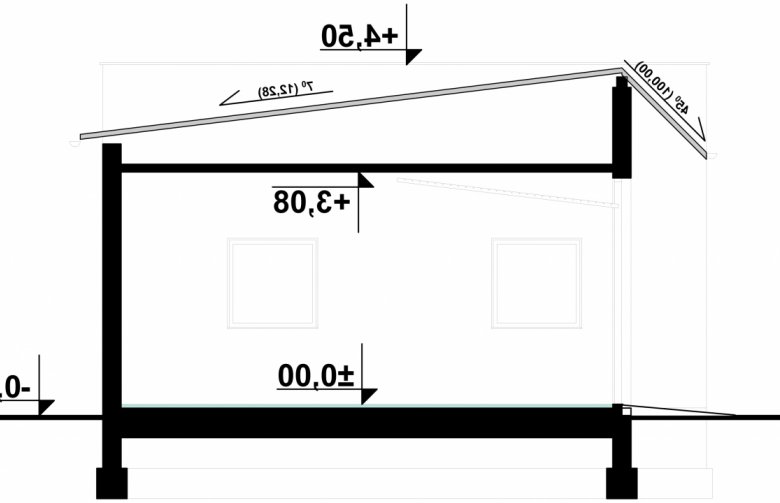 Projekt domu energooszczędnego G49 - Budynek garażowy - przekrój 1