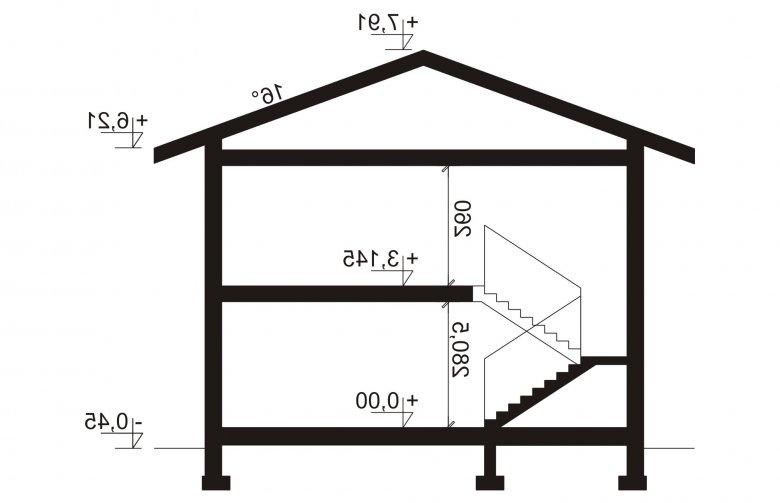 Projekt domu z poddaszem Faros - przekrój 1