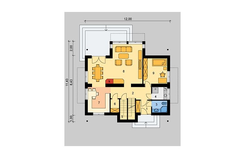 Projekt domu wolnostojącego LK&115 - parter