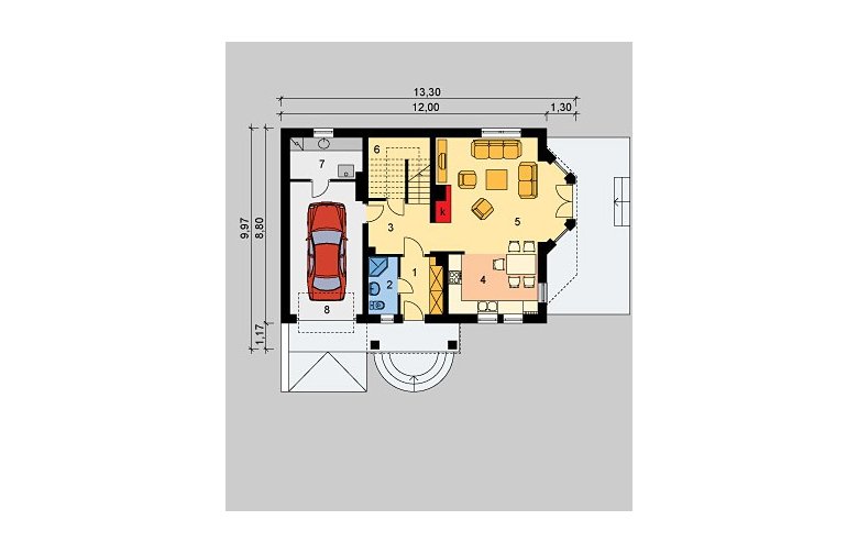 Projekt domu wolnostojącego LK&9 - parter