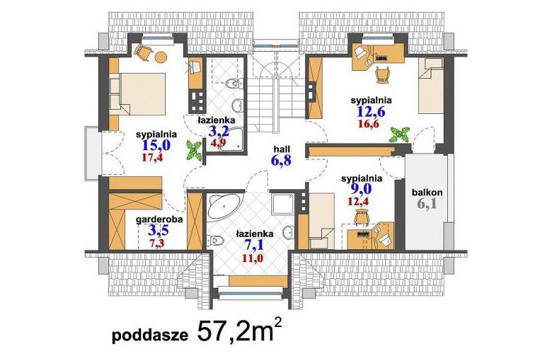 Projekt domu wolnostojącego Driada - rzut poddasza