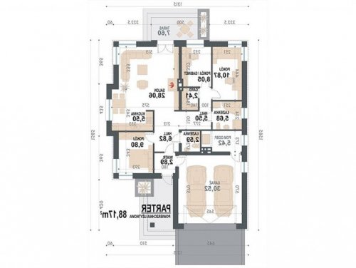 Rzut projektu Hobbit IV N 2G - wersja lustrzana